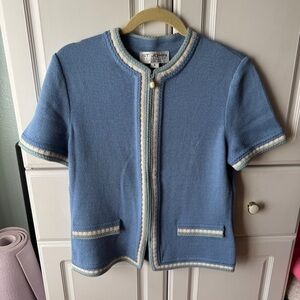 St. John Blue Jacket with Cream Accents